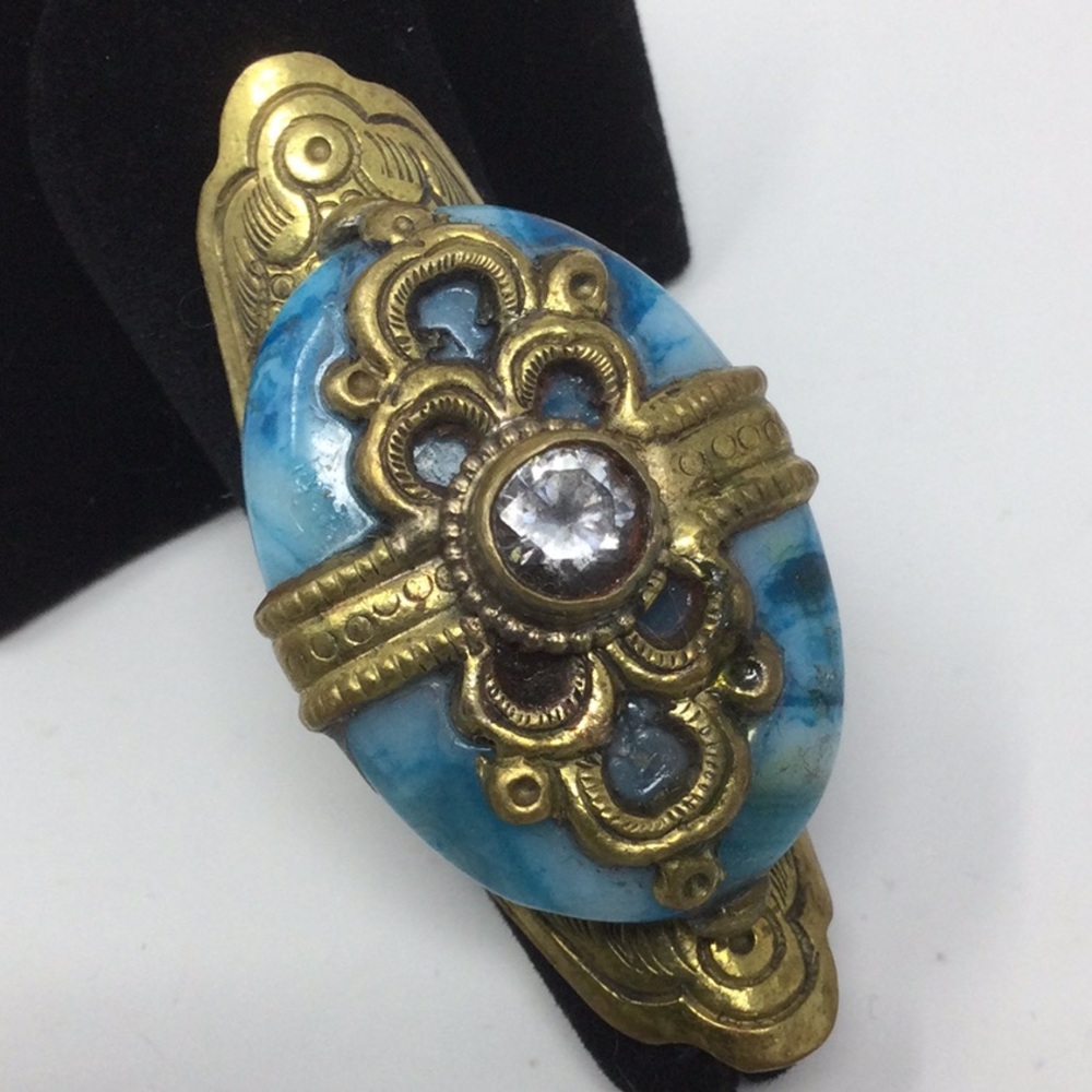 Unique Tibetan Genuine Blue Agate Ring from The Atlanta Gem & Mineral Show